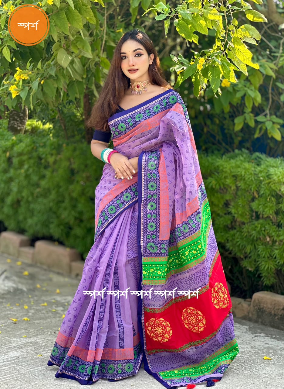 প্রিমিয়াম তাঁত কটন ব্লকের শাড়ী