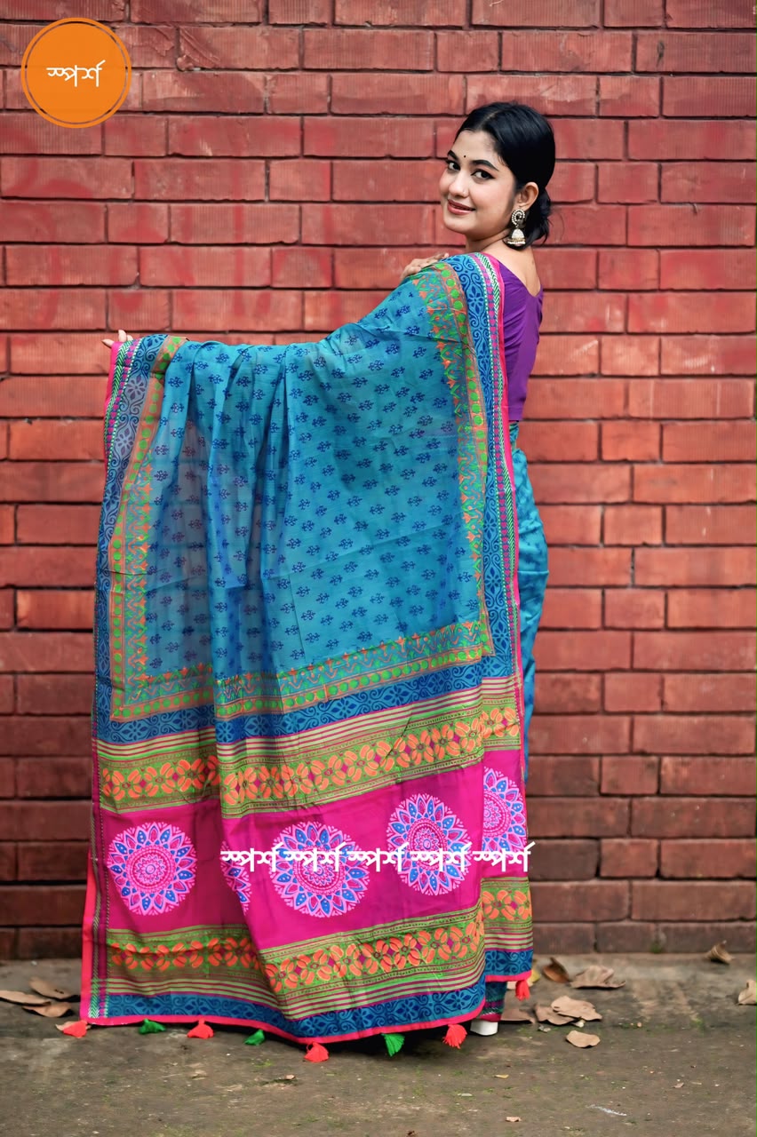 প্রিমিয়াম তাঁত কটন ব্লকের শাড়ী